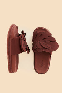 Monstera mules with leather inset - Brown