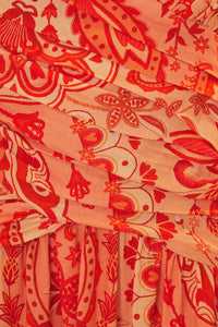 Robe longue Jaipur à nœuds en lin - Rouge