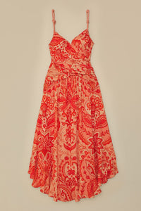 Robe longue Jaipur à nœuds en lin - Rouge