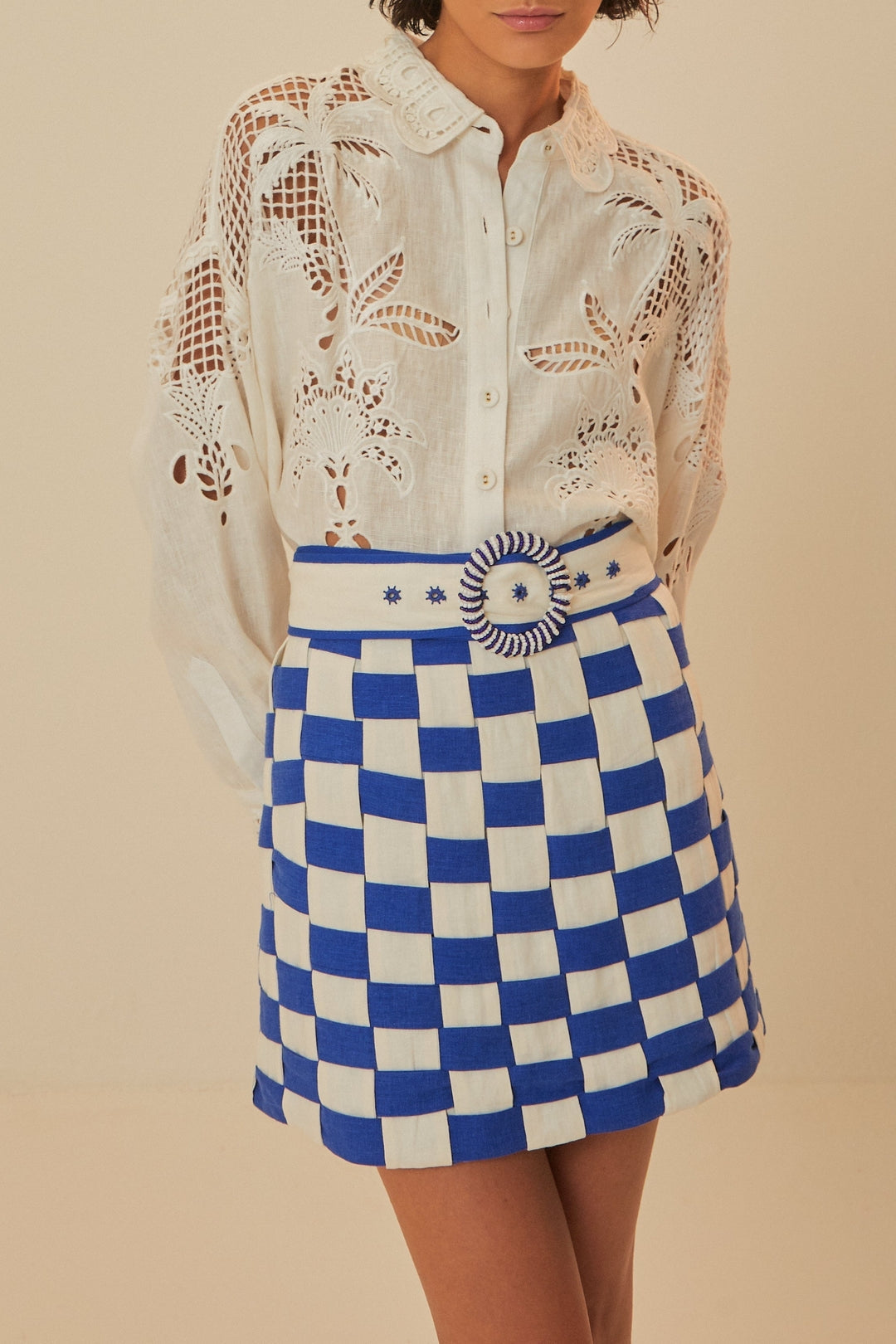 NEW_Off White&Blue Jupes & Shorts - Off White&Blue
