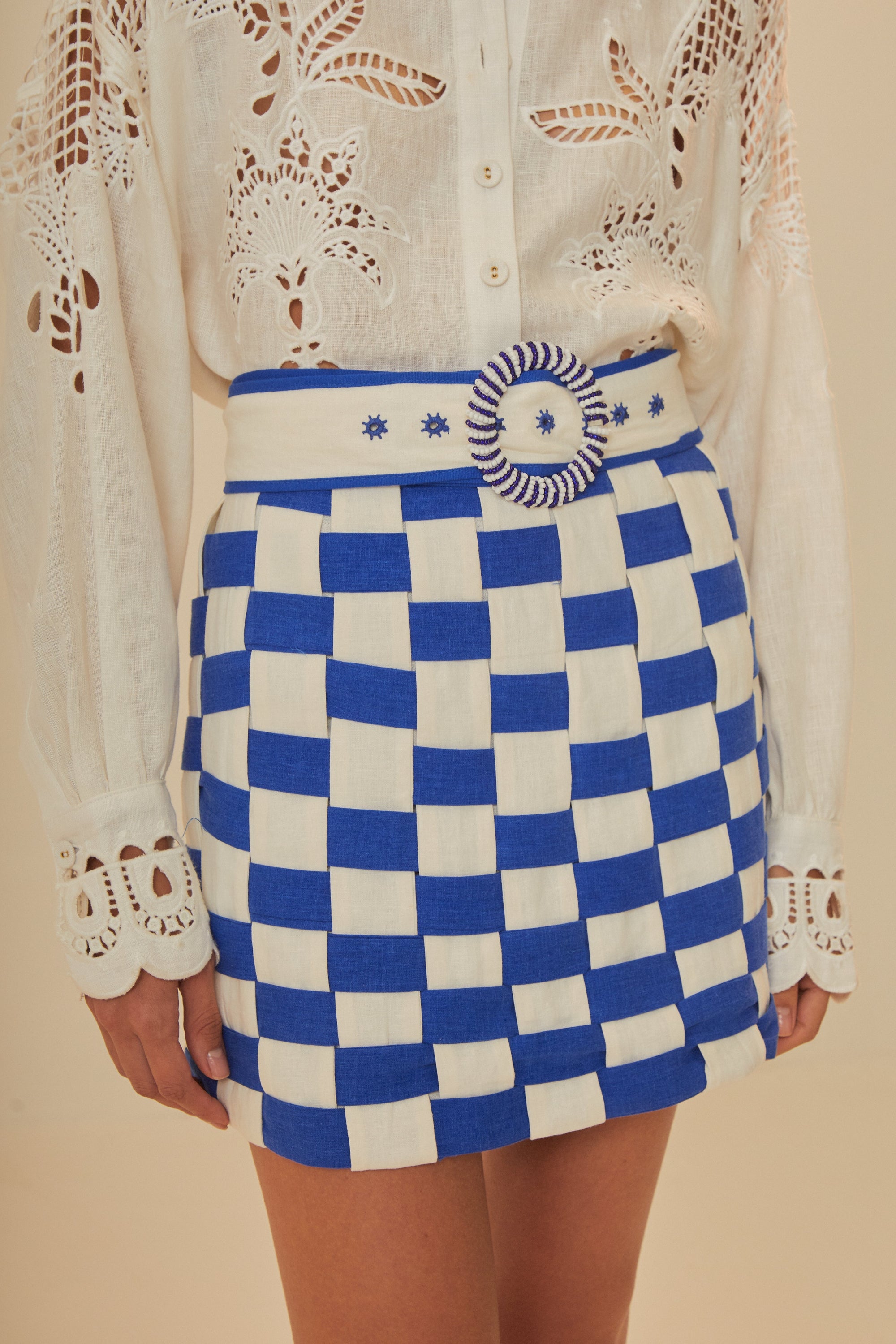 NEW_Off White&Blue Jupes & Shorts - Off White&Blue