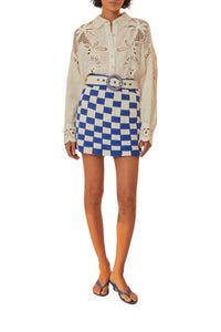 NEW_Off White&Blue Jupes & Shorts - Off White&Blue
