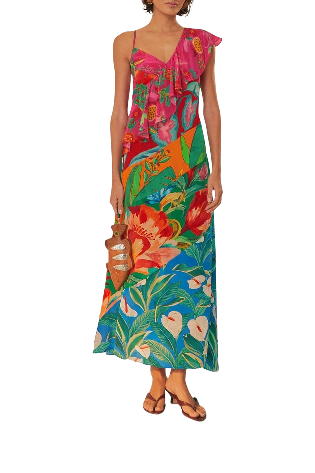 Robe longue à bretelles Flowery Rufle - Multicolore