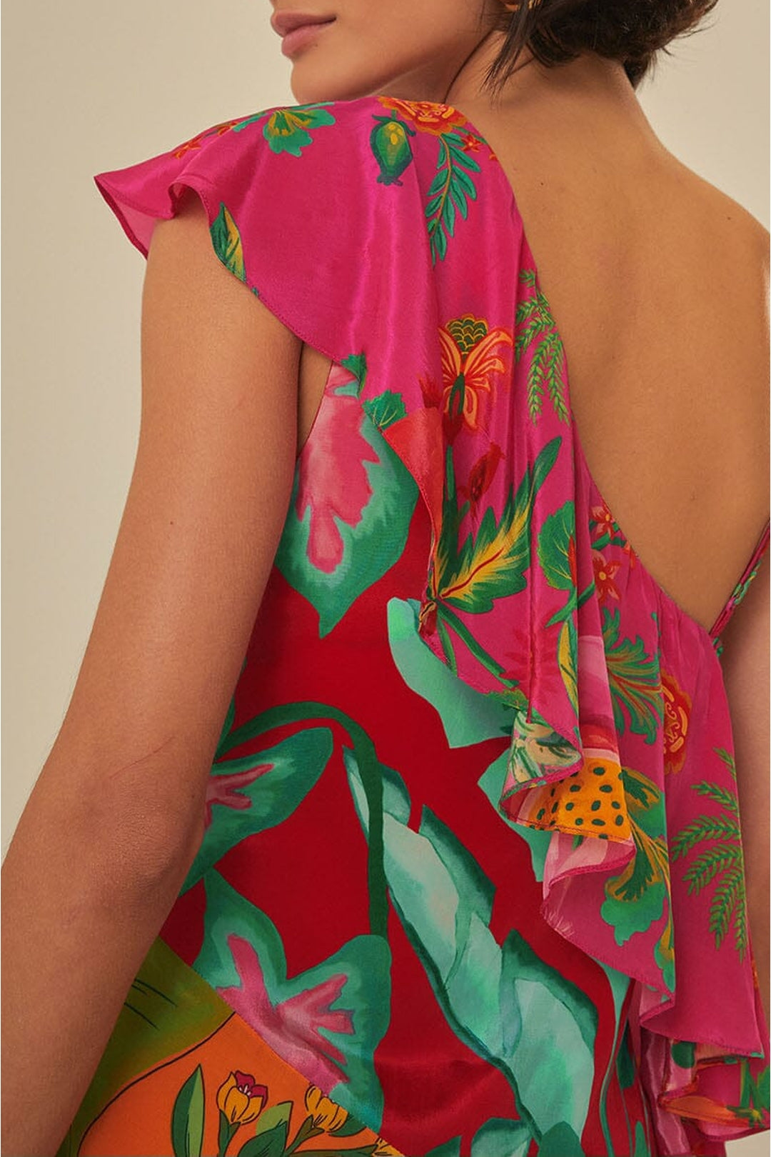 Robe longue à bretelles Flowery Rufle - Multicolore