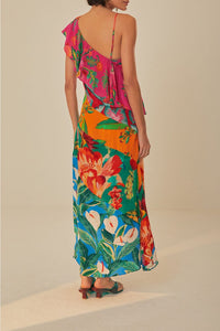 Robe longue à bretelles Flowery Rufle - Multicolore