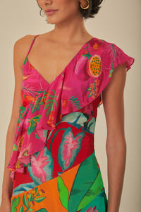 Robe longue à bretelles Flowery Rufle - Multicolore