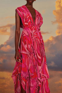 Robe midi Endless Summer à encolure en v - Rouge