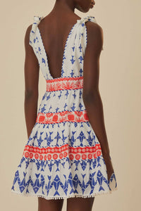 Graphic Fishes cotton short dress - Blue