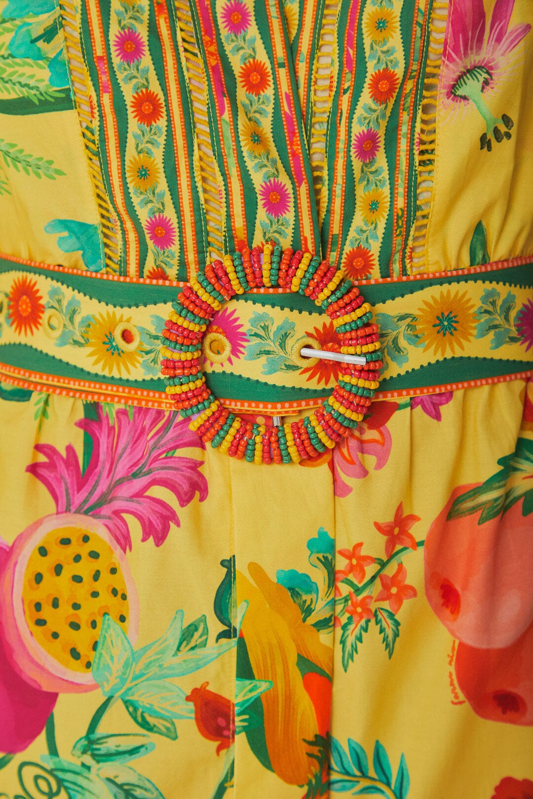 Robe courte Jardin de fruits délicats en coton - Jaune