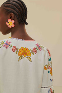 NEW_Floral Insects Off White Robes courtes - Floral Insects Off White