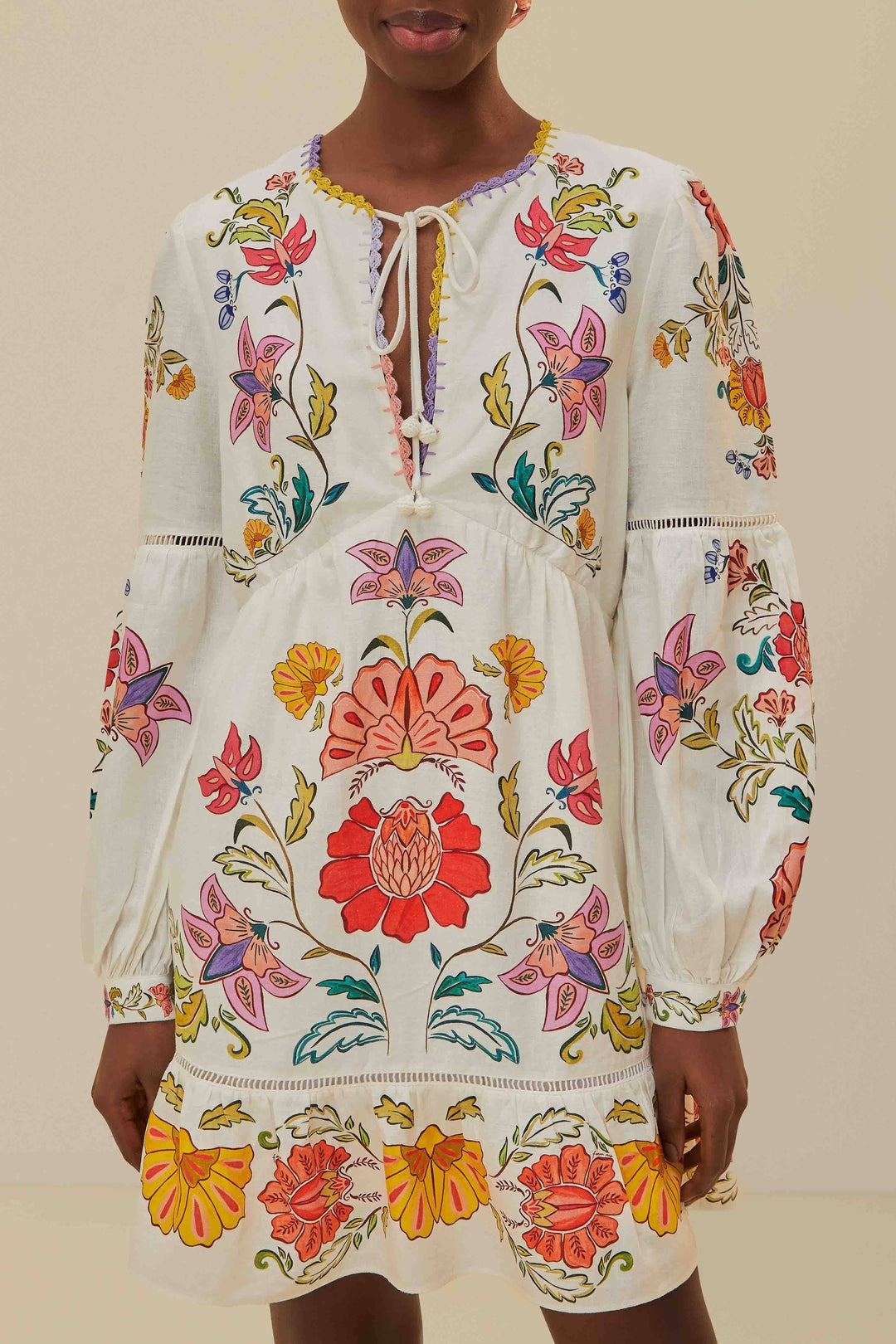 NEW_Floral Insects Off White Robes courtes - Floral Insects Off White