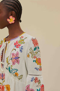 NEW_Floral Insects Off White Robes courtes - Floral Insects Off White