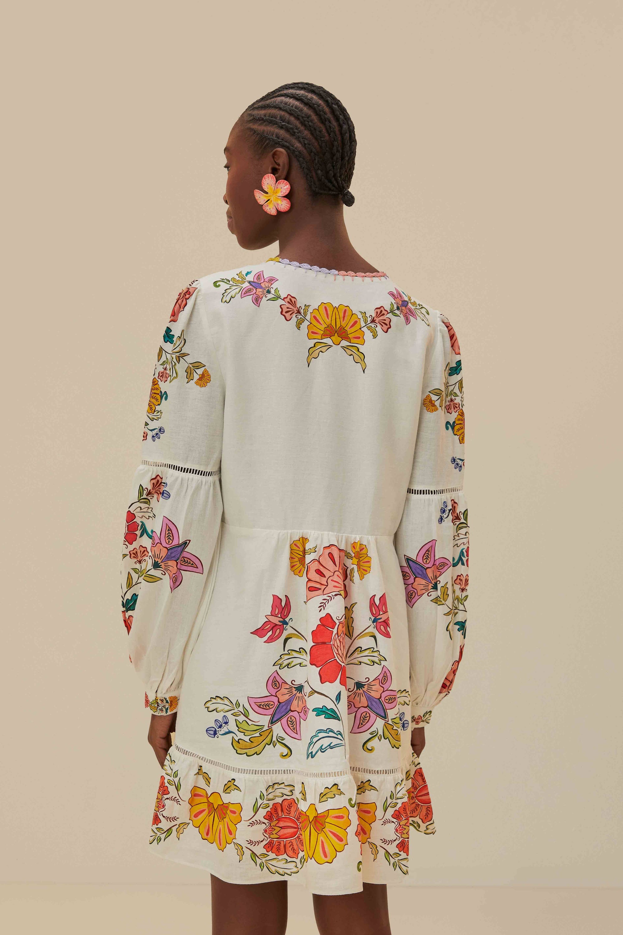 NEW_Floral Insects Off White Robes courtes - Floral Insects Off White