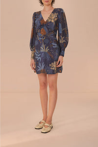 Robe courte Jungle nocturne - Bleu