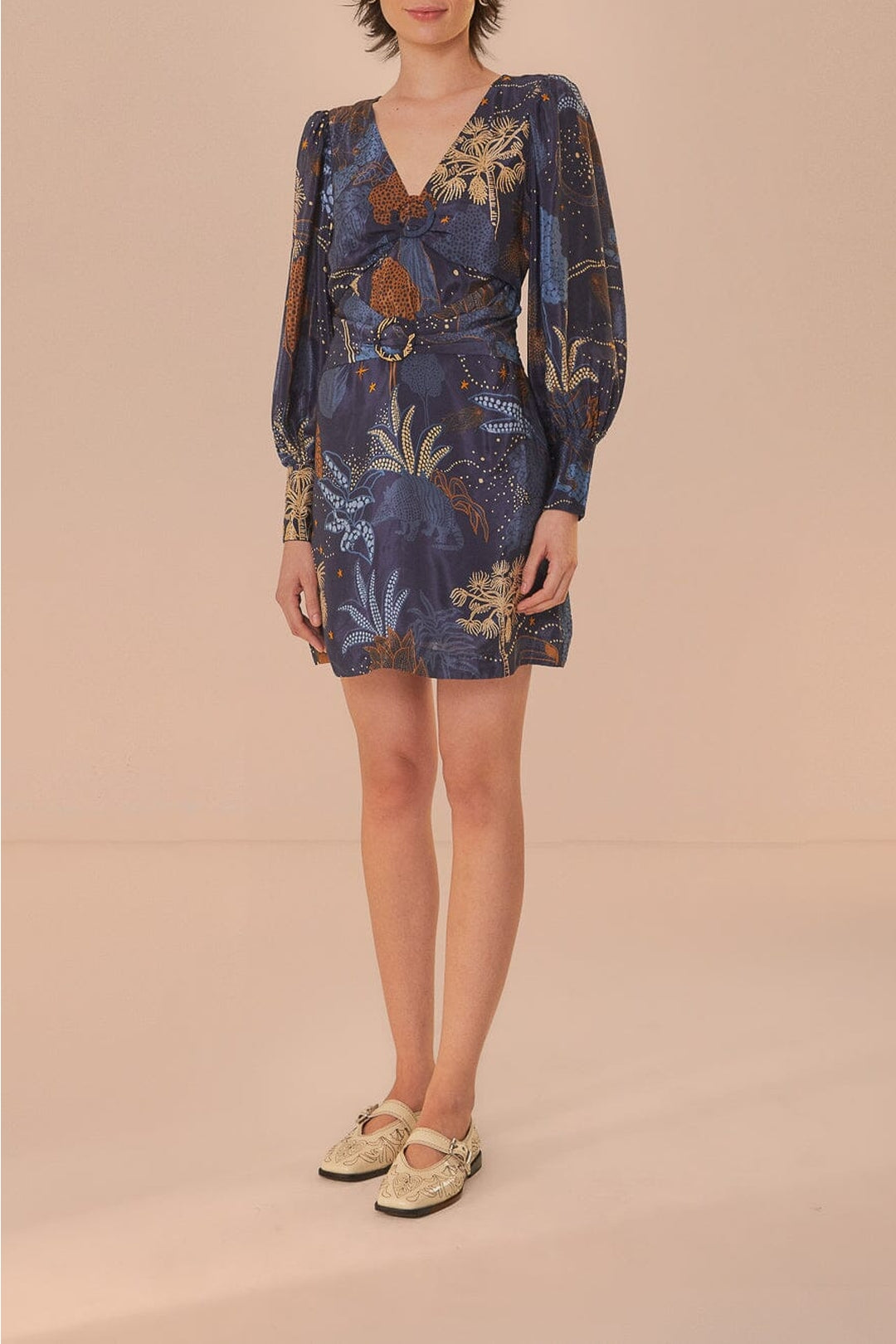 Robe courte Jungle nocturne - Bleu