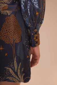 Robe courte Jungle nocturne - Bleu