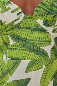 Robe midi Palm Fan en coton - Vert