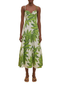 Palm Fan Off White Robe midi - Palm Fan Off White
