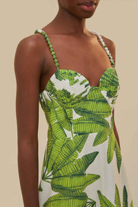 Robe midi Palm Fan en coton - Vert