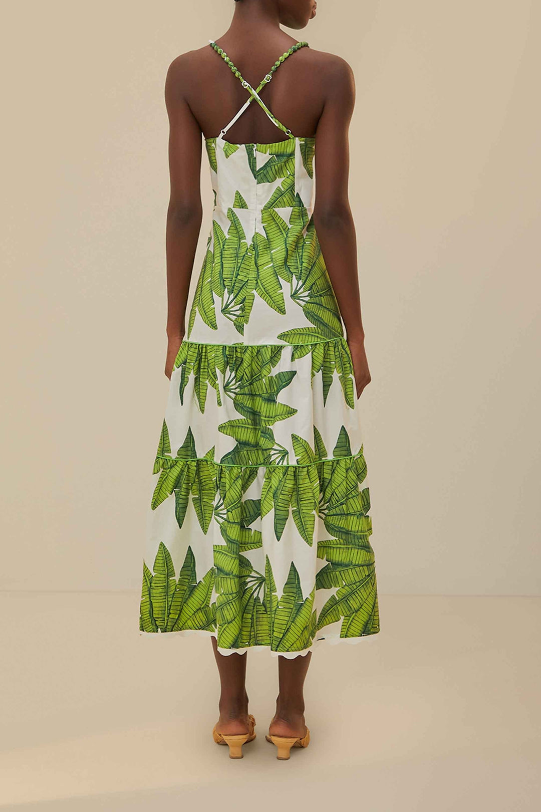 Robe midi Palm Fan en coton - Vert