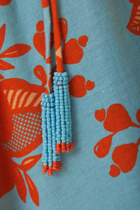 Robe midi Jardin de dentelle en lin - Orange