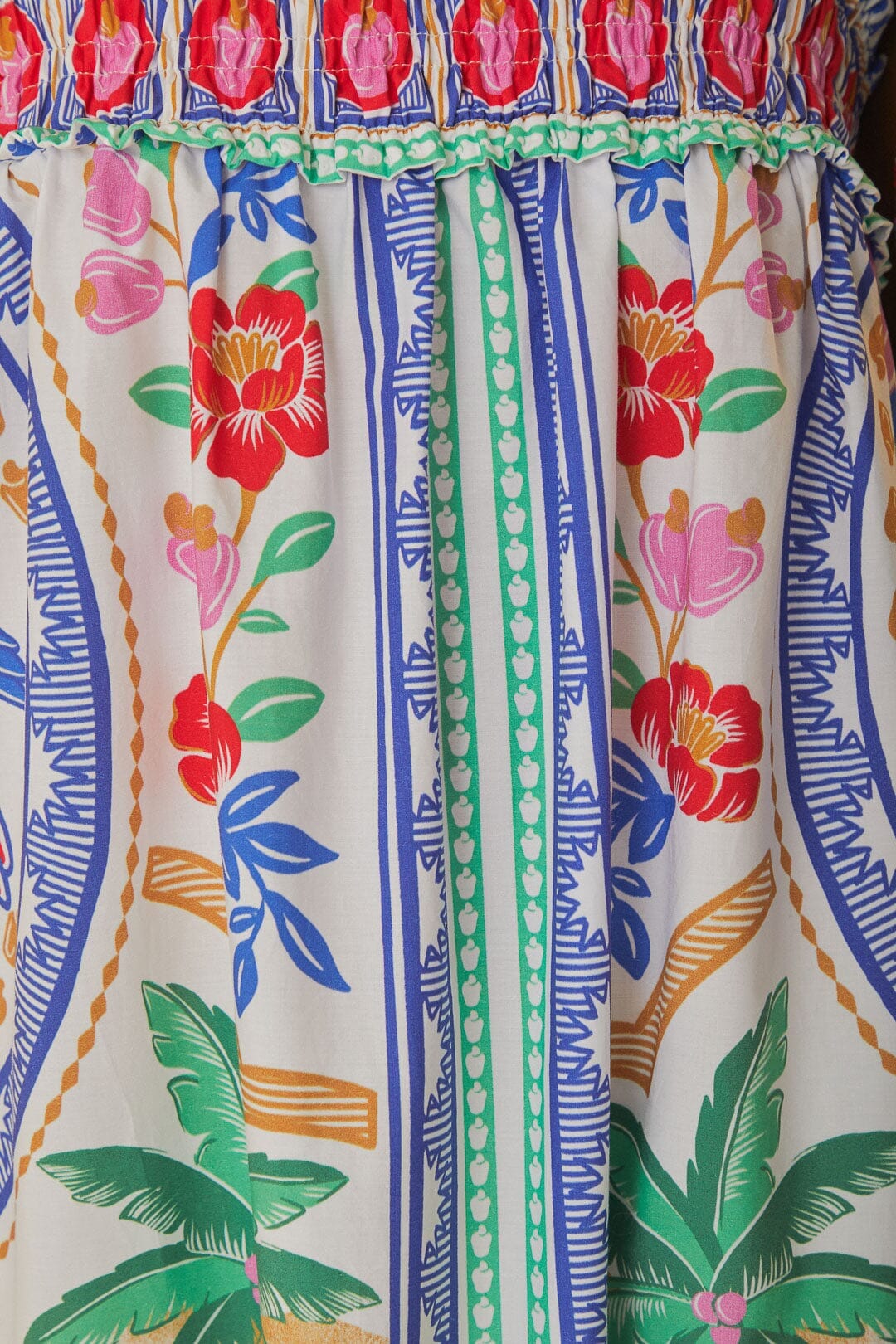 Robe midi Fleurs des plages en coton - Blanc