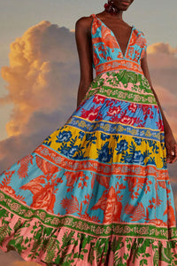 Robe longue Jardin en dentelle - Multicolore