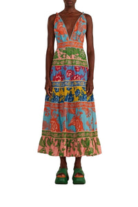 Robe longue Jardin en dentelle - Multicolore