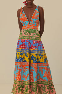 Robe longue Jardin en dentelle - Multicolore