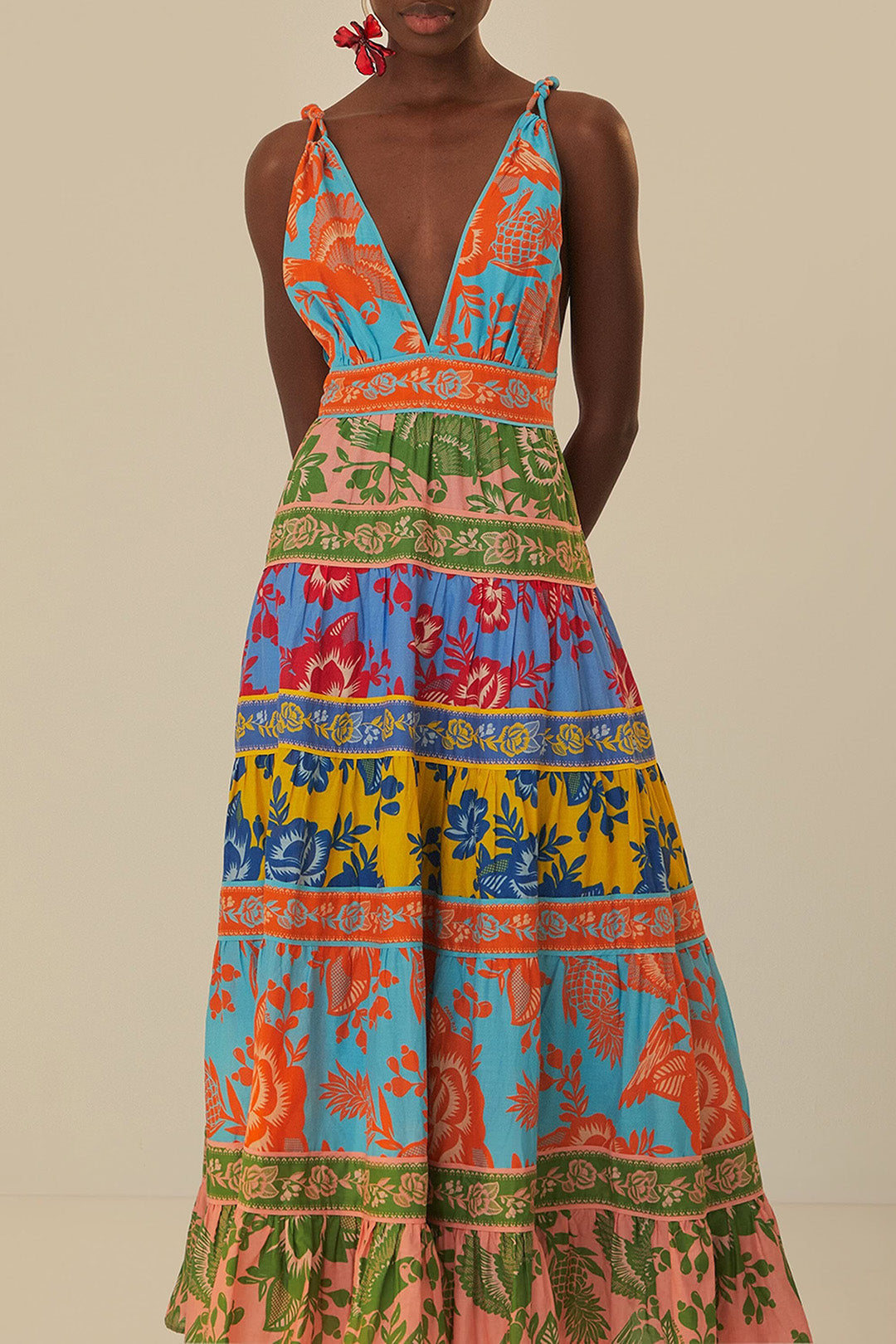Robe longue Jardin en dentelle - Multicolore