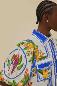 Robe midi Tropical Destination en lin - Multicolore