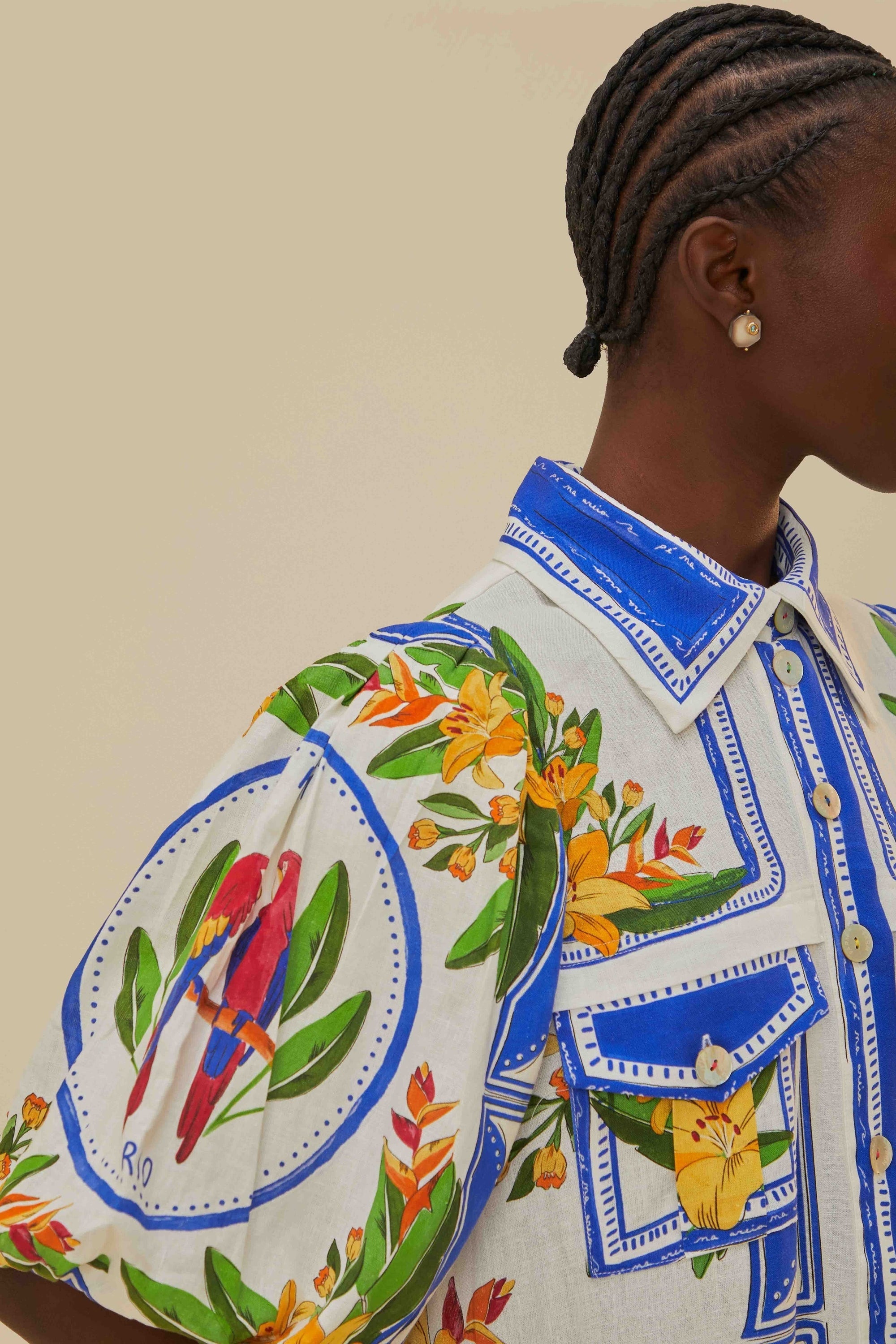 Robe midi Tropical Destination en lin - Multicolore