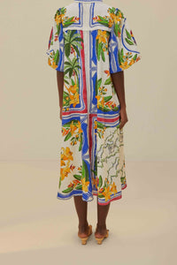 Robe midi Tropical Destination en lin - Multicolore
