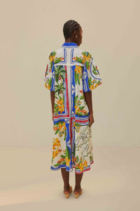 Robe midi Tropical Destination en lin - Multicolore