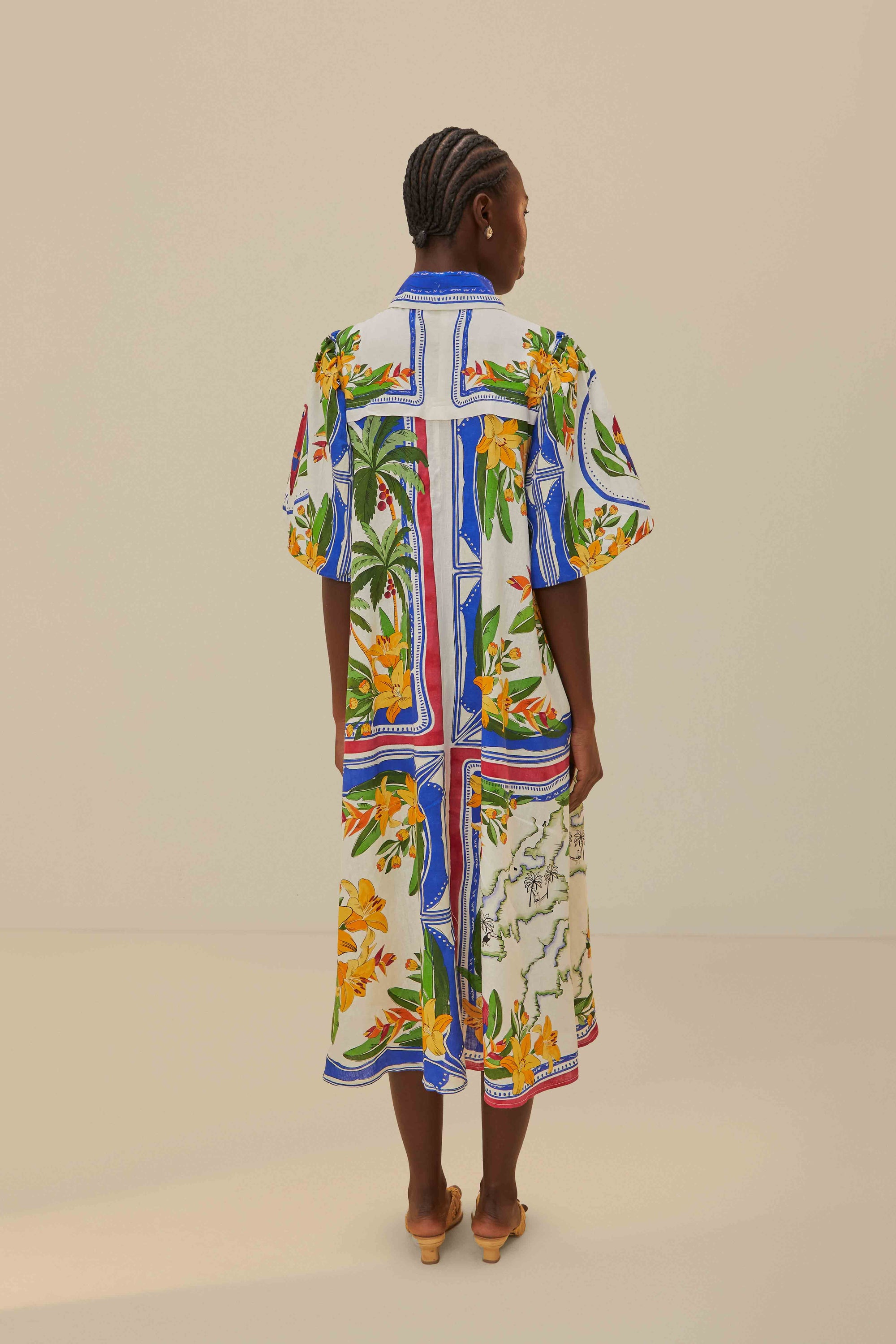 Robe midi Tropical Destination en lin - Multicolore