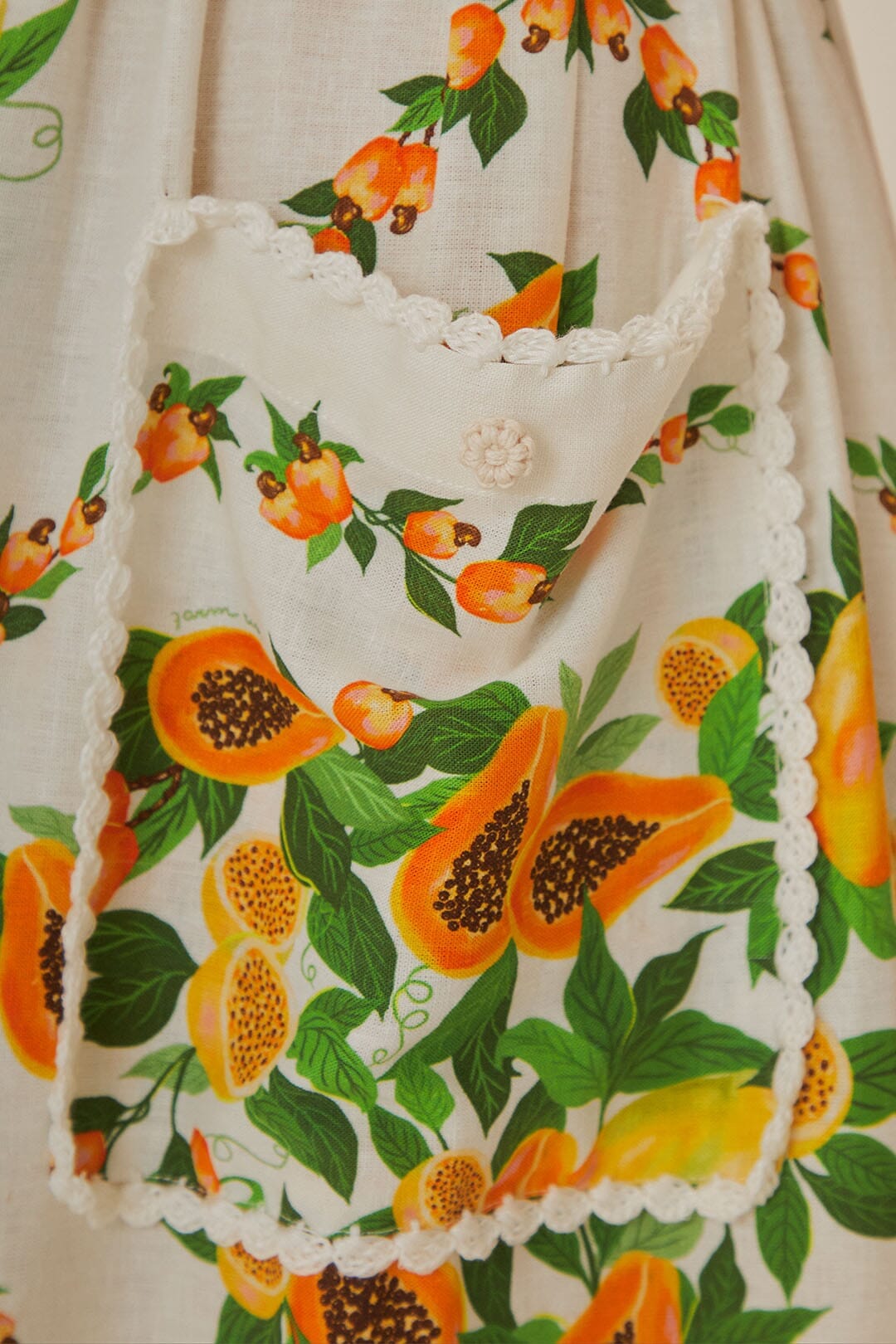 Robe longue Papaya Salad en lin - Jaune