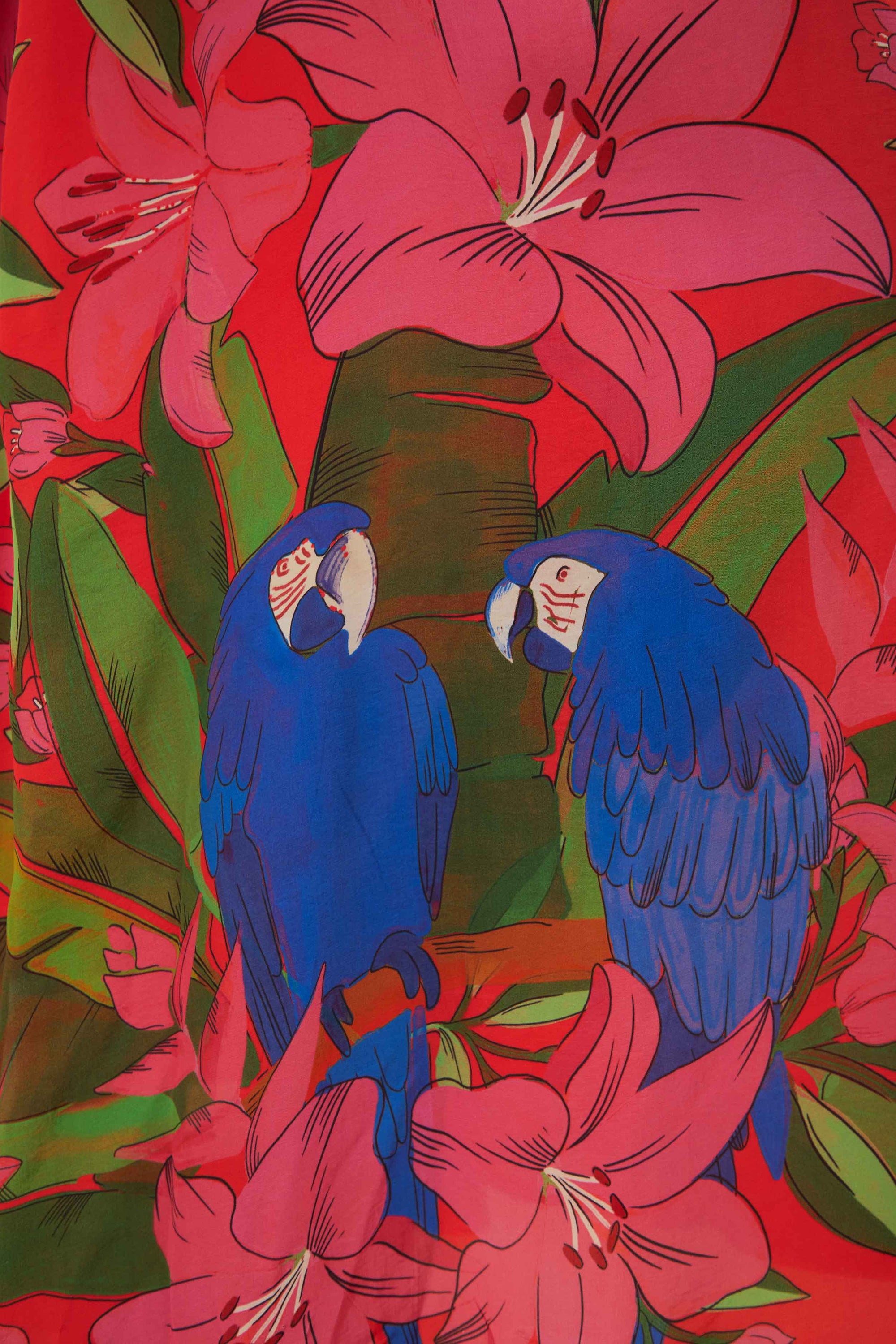 NEW_Summer Foliage Scarf Red Robes longues - Summer Foliage Scarf Red