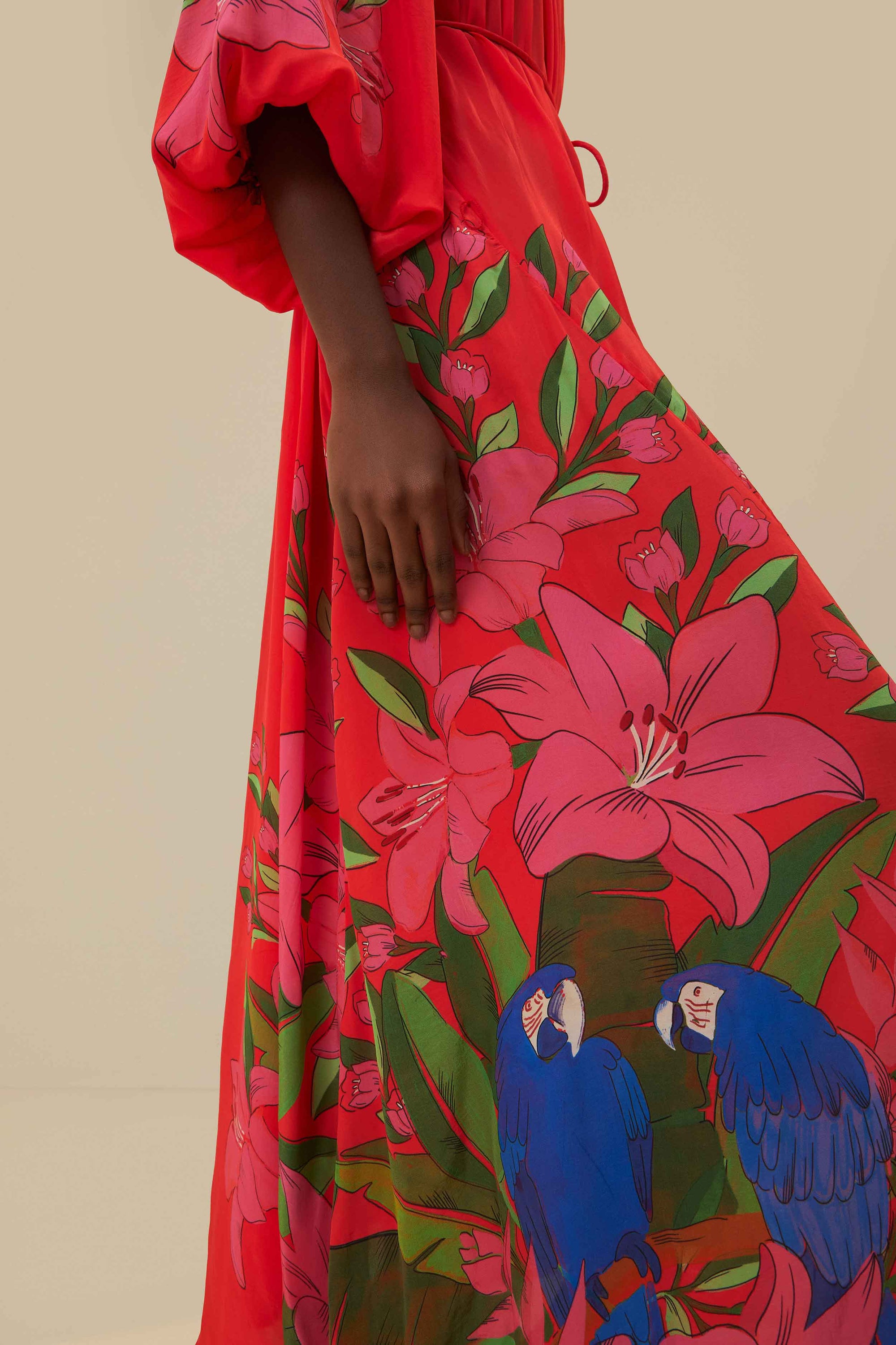 NEW_Summer Foliage Scarf Red Robes longues - Summer Foliage Scarf Red