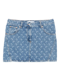 Moon Laser Blue Wash Denim Mini Skirt - Bleu
