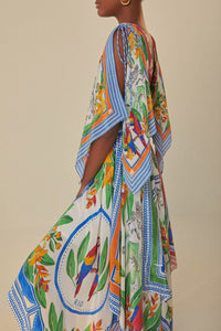 Robe longue Tropical Destination à manches courtes - Blanc