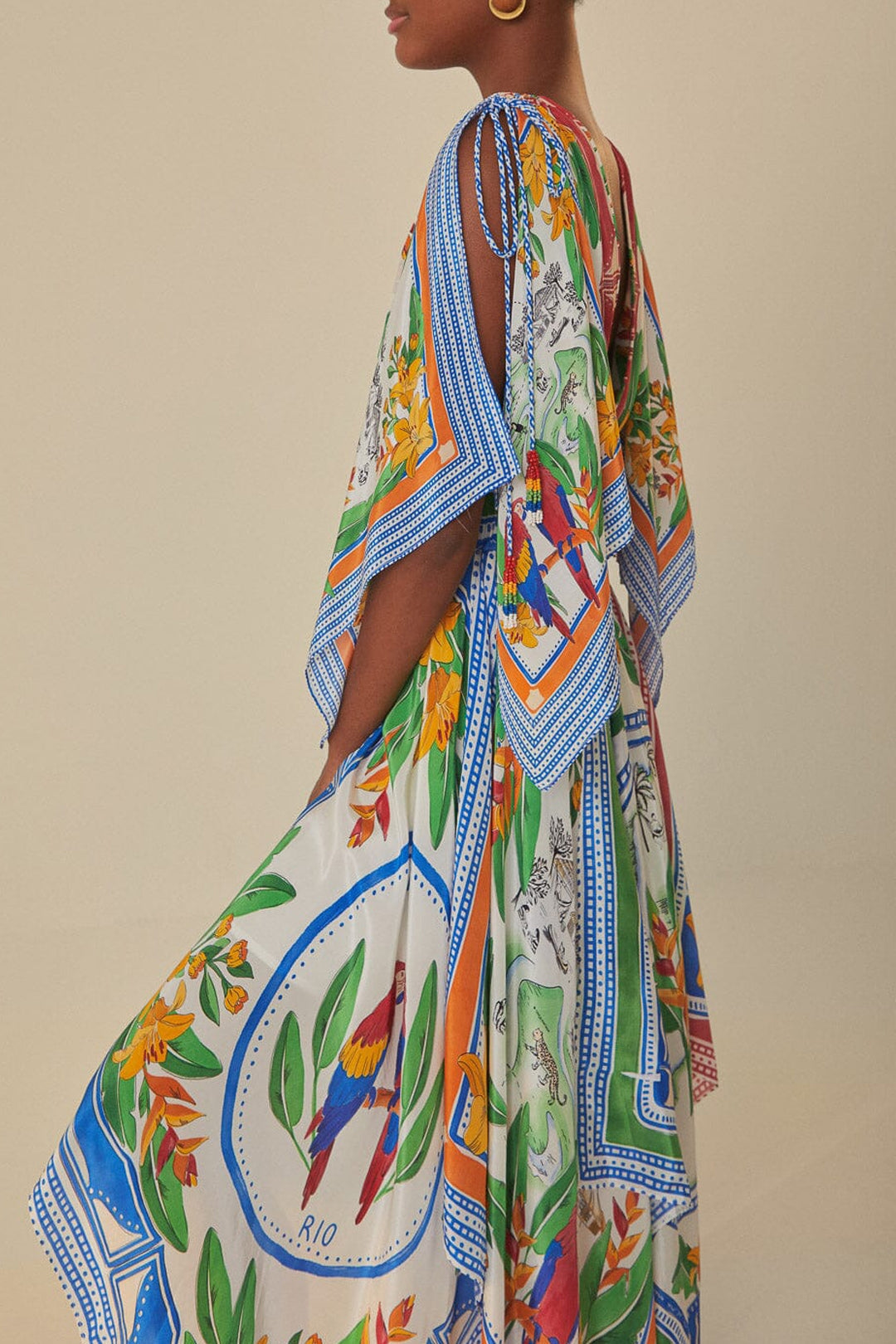 Robe longue Tropical Destination à manches courtes - Blanc