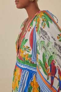Robe longue Tropical Destination à manches courtes - Blanc