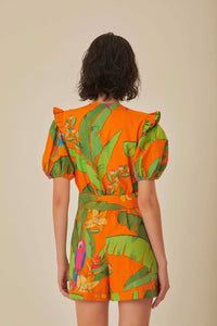 Robe courte Fresh Macaws en coton - Orange