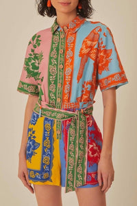 Combi-short Jardin en lin - Multicolore