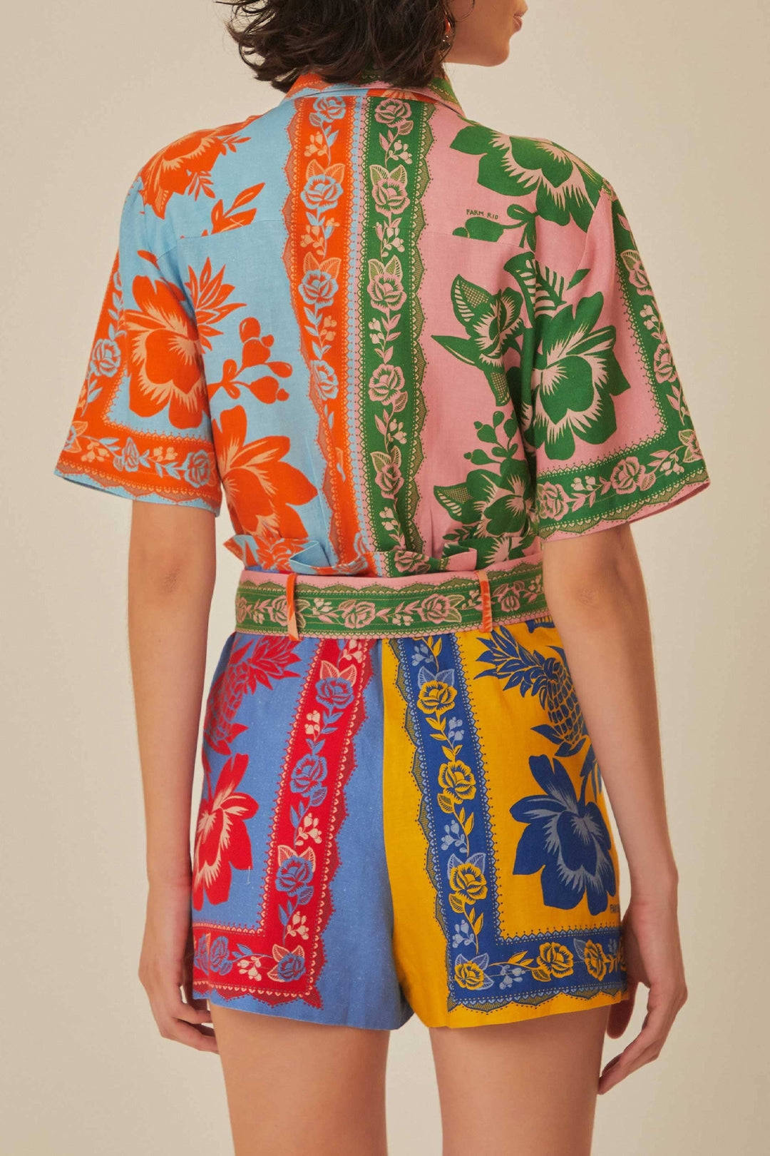 Combi-short Jardin en lin - Multicolore