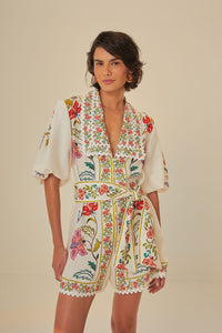 NEW_Floral Insects Off White Robes courtes - Floral Insects Off White