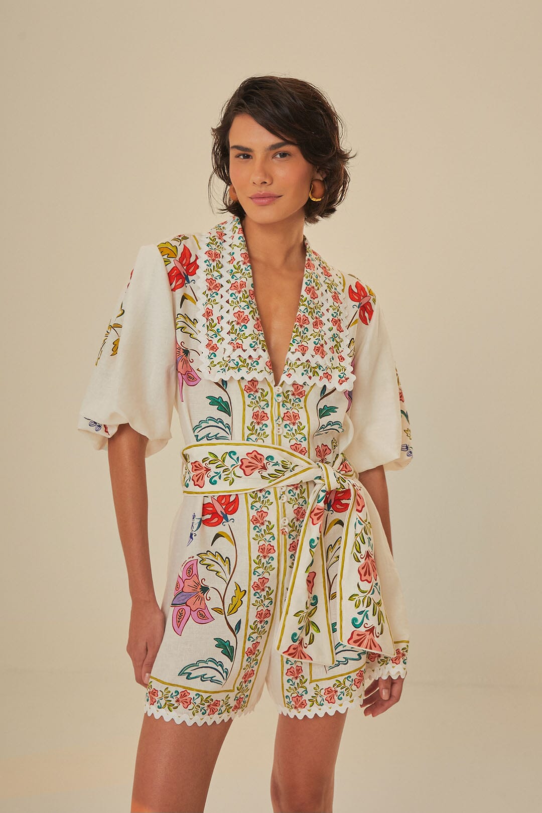 NEW_Floral Insects Off White Robes courtes - Floral Insects Off White