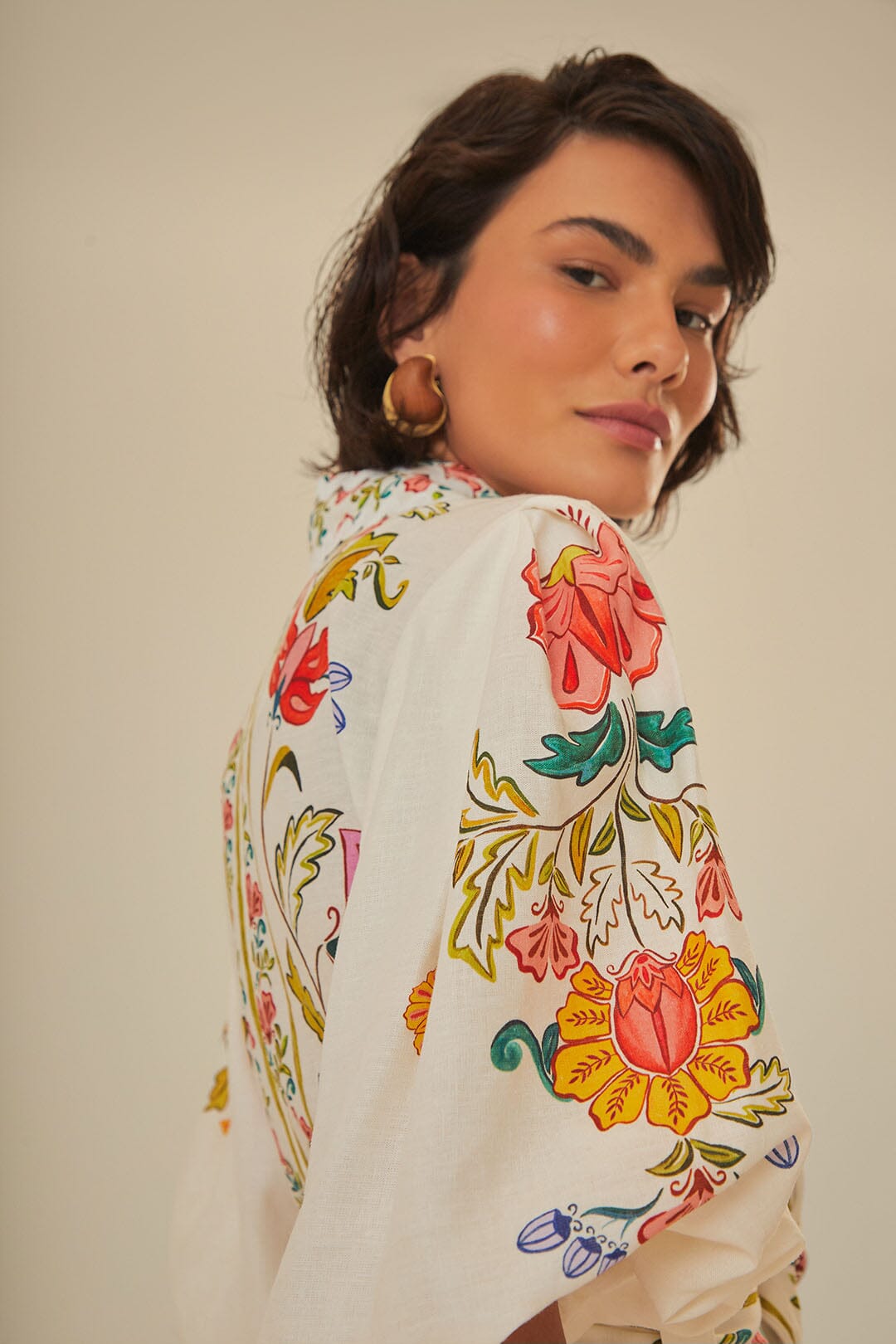NEW_Floral Insects Off White Robes courtes - Floral Insects Off White