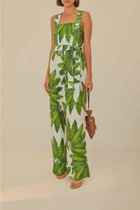 Combinaison Palm Fan en lin - Vert