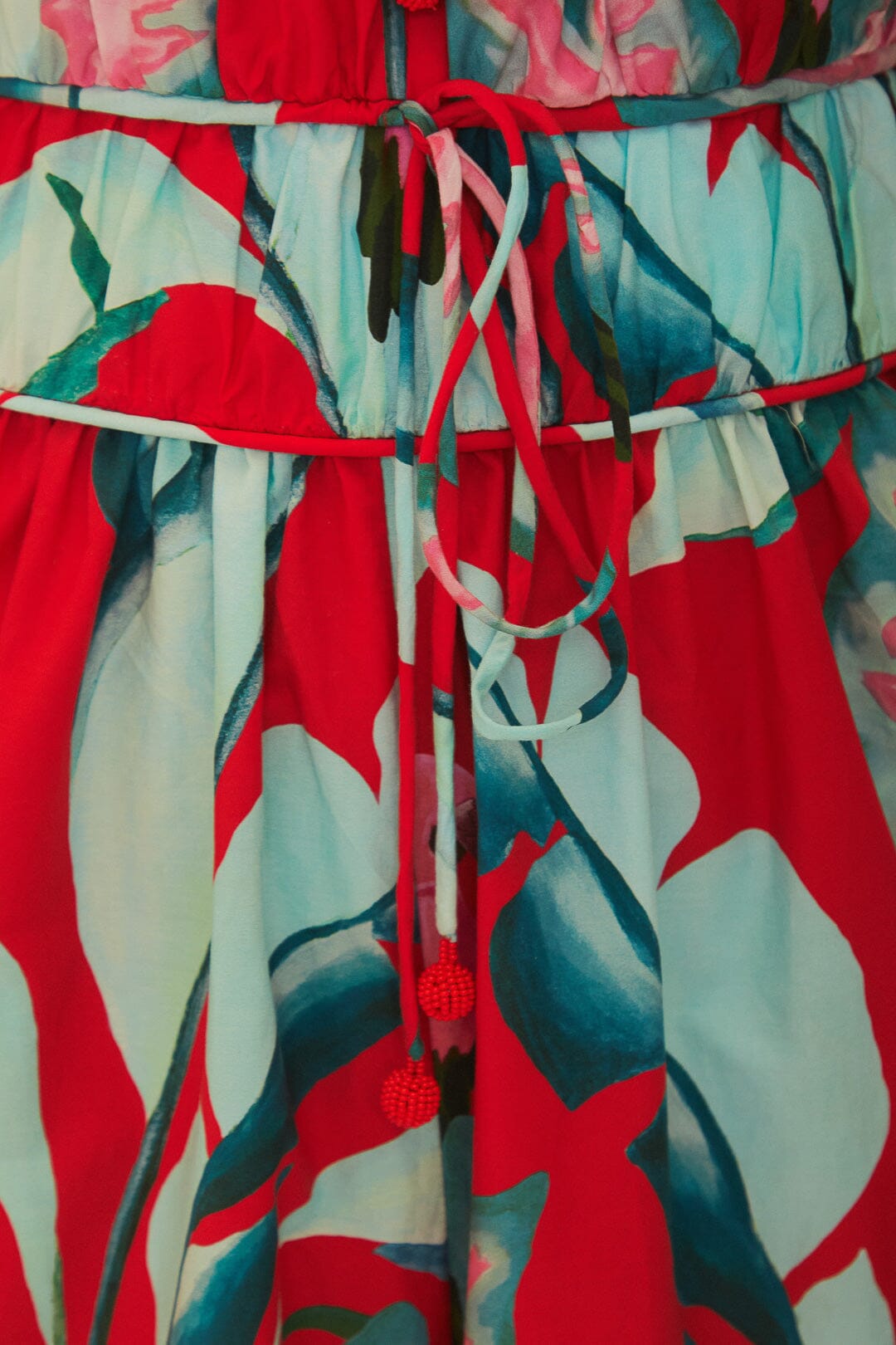 Summer Foliage jumpsuit in cotton - Red